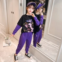girls suits sweatshirts%c2%a0pant sets 2021 cartoon spring autumn high quality formal party outfits%c2%a0sport teenagers kids cotton trac