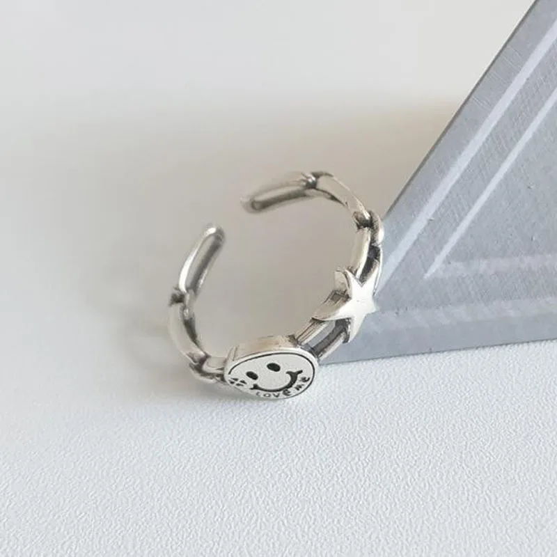 Женское винтажное серебряное кольцо открытое двойное в ретро стиле со звездами