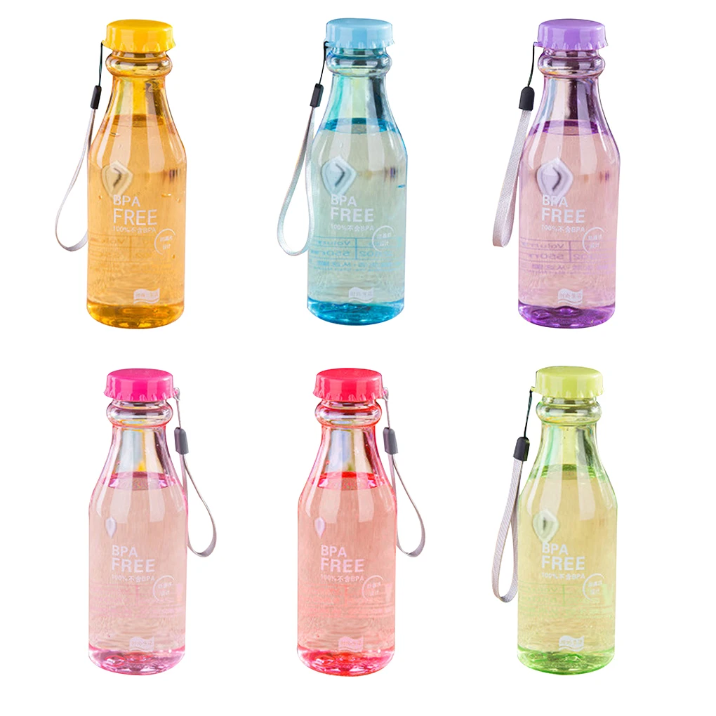

550 мл небьющаяся бутылка для воды, Спортивная офисная бутылка, пластиковая чашка для воды для питья, прозрачная бутылка glase, 6 цветов