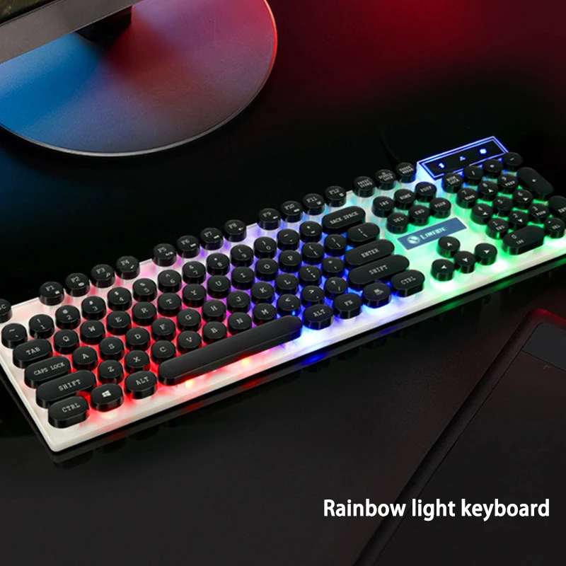 Механическая игровая клавиатура RGB USB модная круглая эргономичная со