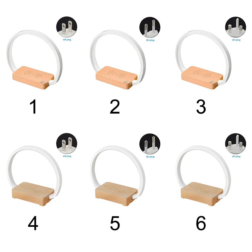 

Wooden Gift Eye Care Bedside Touch Console Multifunctional Reading Light For Children Offices Homes Wireless Charger Desk Lamp