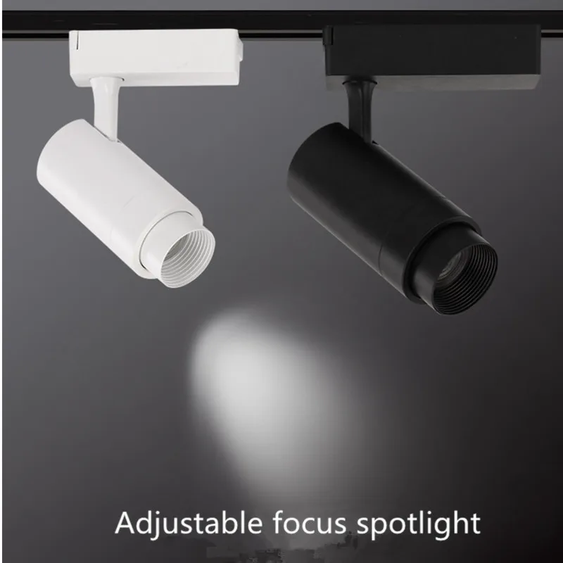 

Прямая фокусировка Трековый светильник зум потолочный Точечный светильник выставочный зал магазин одежды Cob 3000/4000/6000K 15-60 градусов регулиру...