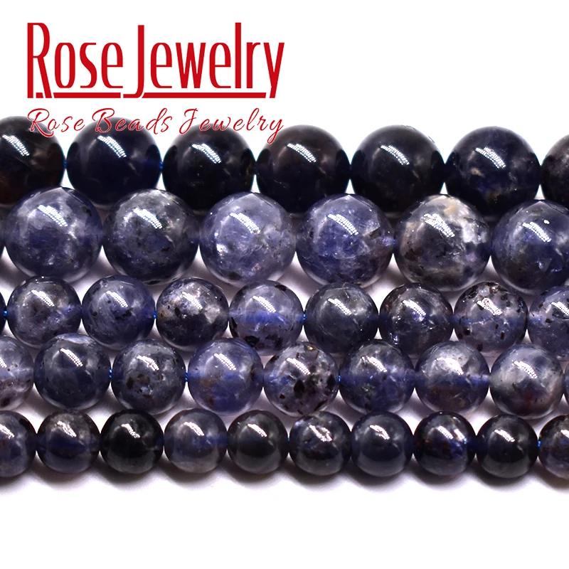 

A + натуральные бусины из кордиеритового камня, круглые свободные минеральные бусины, аксессуары для браслетов, 6, 8, 10 мм, 15 дюймов