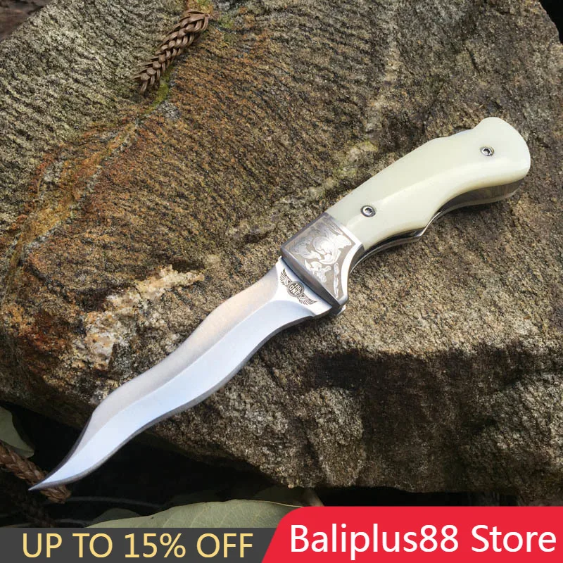 

5 Models Theone Deformable 440 Snake Blade Folding Knife Black Horn+Steel Frame Handle Dual Purpose Pocket Hunting Knives