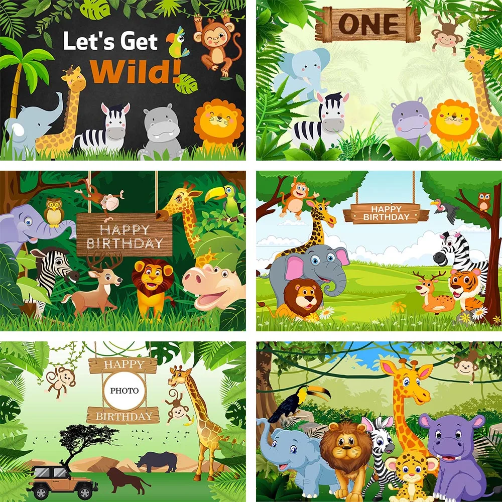 Фоны для фотосъемки Avezano детского дня рождения баннер тропические джунгли лес