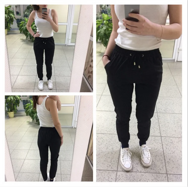 Женские шаровары из смесового хлопка однотонные шифоновые ярких цветов с