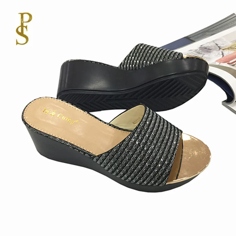 Блестящая женская обувь удобные туфли на танкетке для женщин легкая с