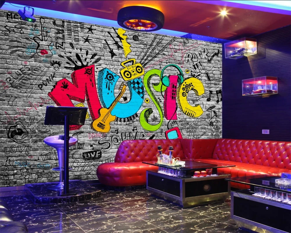 Custom 3d wallpaper mural KTV bar creative cultural background wall | Обустройство дома