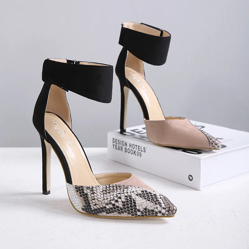 Женские туфли-лодочки со змеиным узором SWQZVT кожаные вечерние туфли на высоком