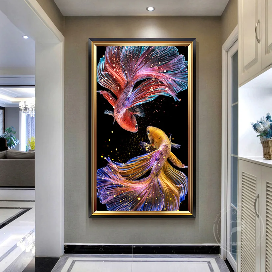 Животные кои DIY алмазная живопись рыба полная квадратная/круглая Алмазная