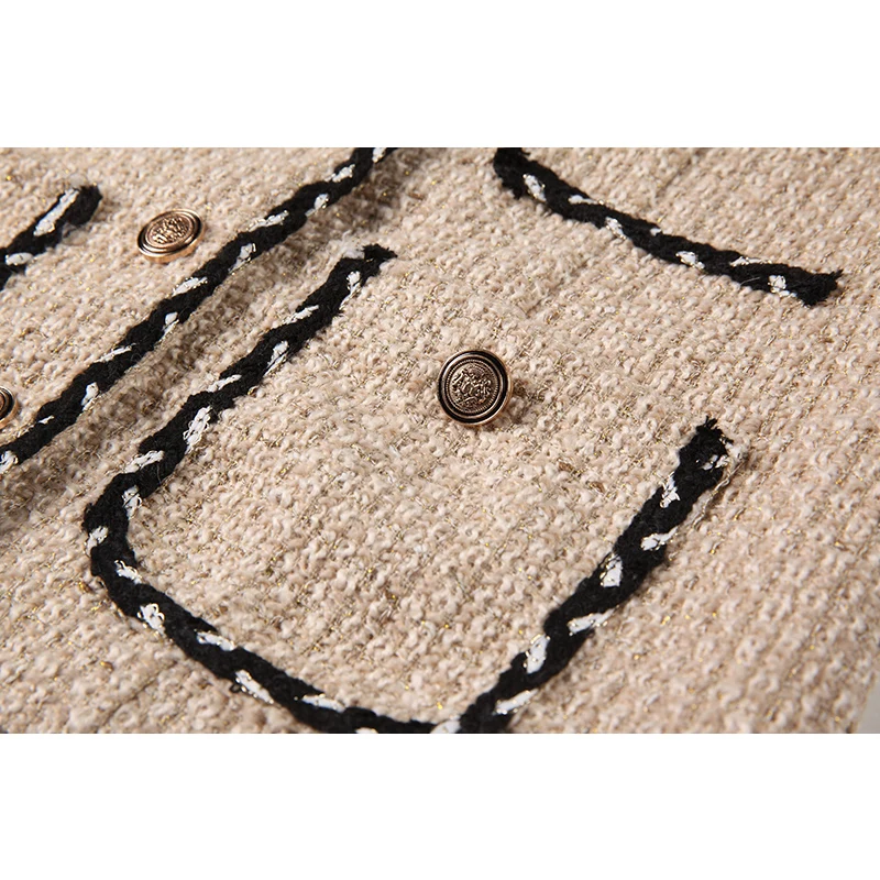 Женское осеннее винтажное твидовое короткое пальто верхняя одежда с длинным