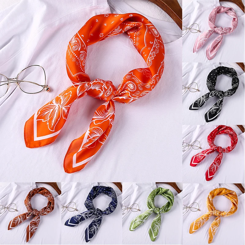 

Хиджаб с принтом пейсли, Шелковый атласный шарф, бандана, шейный платок с цветком кешью, квадратные шали, Женская повязка на голову, шарфы дл...