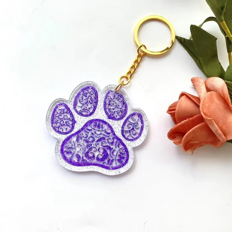 

Cute Dog Paw Keychain Epoxy Resin Mold Earrings Pendant Casting Silicone Mould