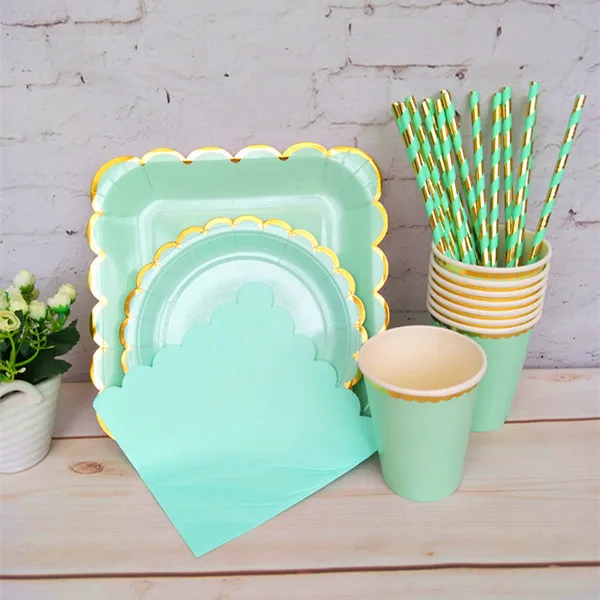 32 комплекта румян розовая фольга детская посуда для душа бумажные тарелки блюда