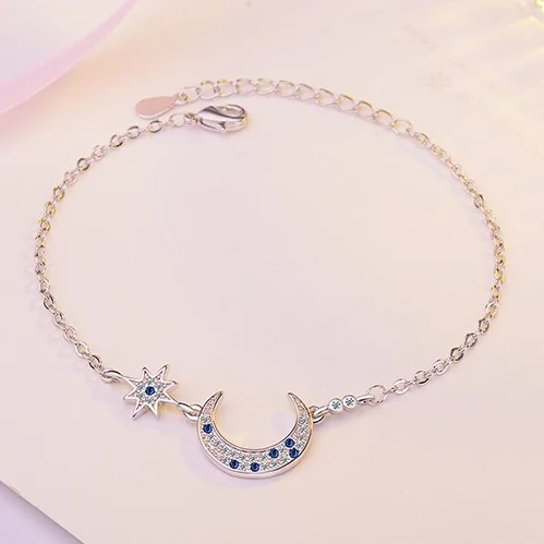 Браслет ModaOne Brand Hot Sale Silver Color Copper Micro CZ Moon Star для женщин с зиркононами.