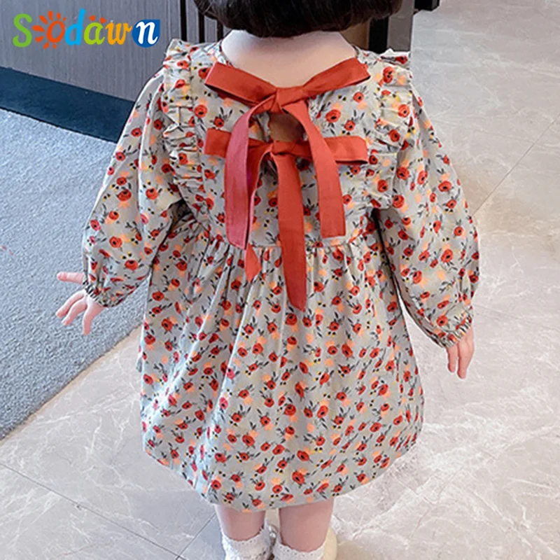 

Sodawn 2021 New Floral Dress Spring Autumn Kids Clothes Girl Children Dress For Girls Long Dress For 2-6 Years