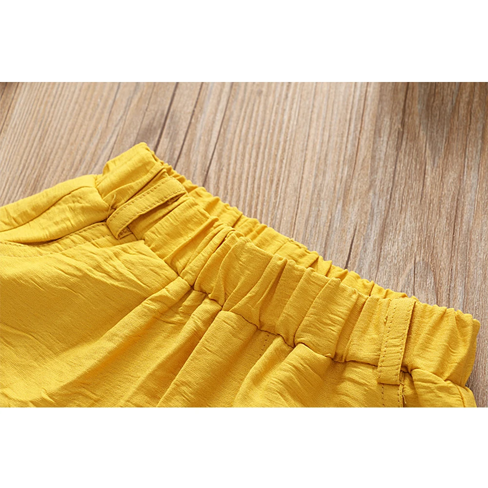 

Family clothing sets Children's Suit Girls' new summer off shoulder leaf short sleeve top and fashionable shorts two piece set
