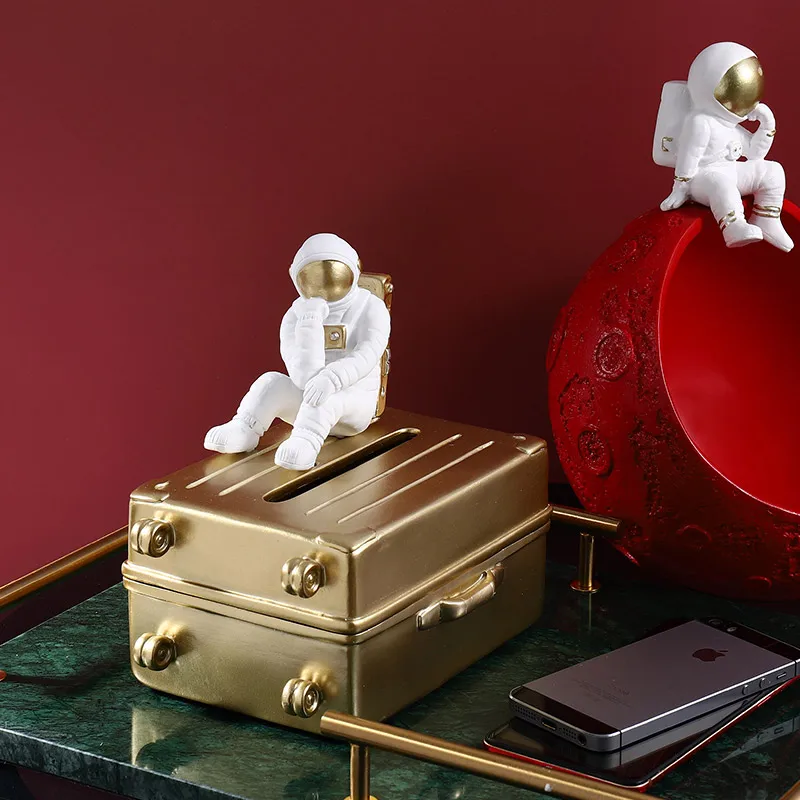 

Creative multifunctional astronaut suitcase tissue box home decoration living room bedroom coffee table drawer storage figurines