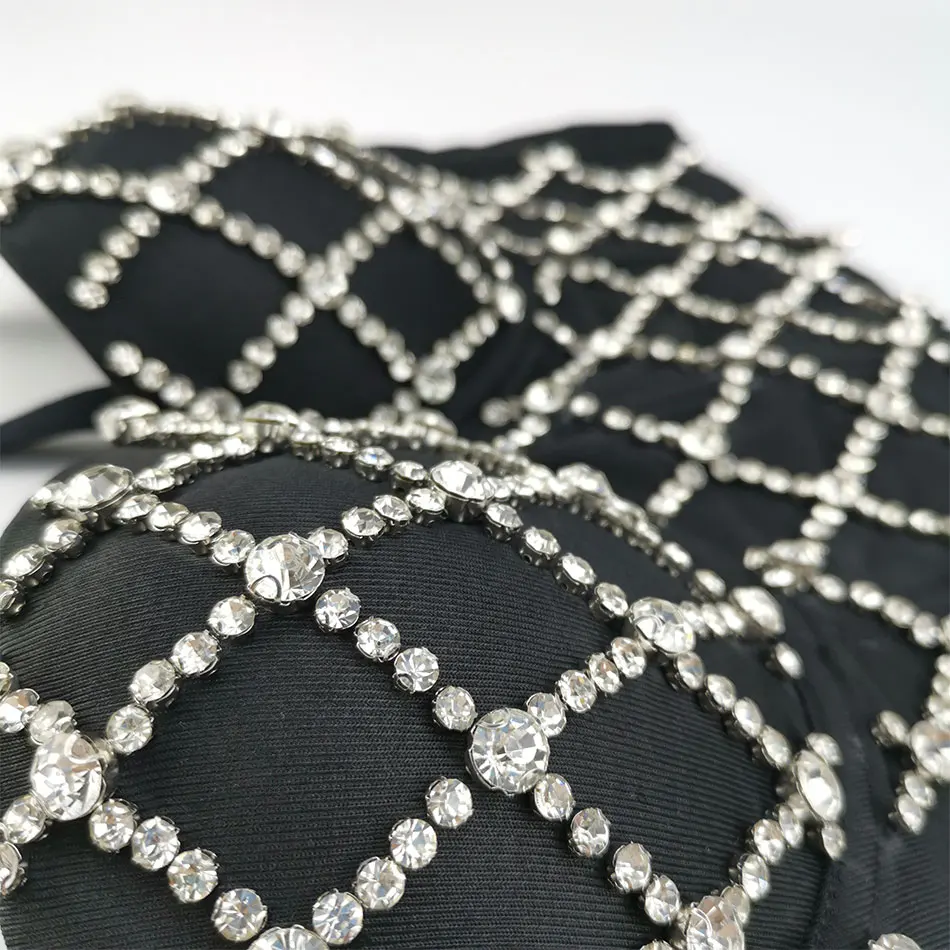 

2020 summer new women's sexy solid color bra adjustable beaded accessories tight top fashion celebrity party camisole