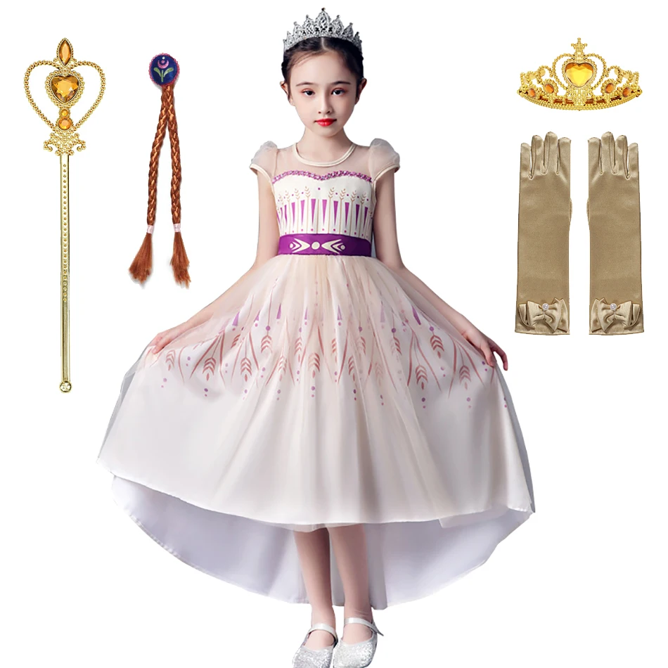 

Рождественские платья Анны и Эльзы для девочек, костюм принцессы для Хэллоуина, длинное платье для детей, карнавальное свадебное платье, од...