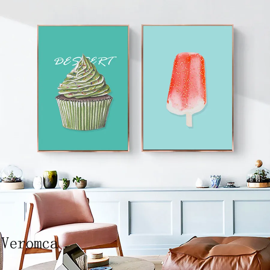 

Delicious Food Dessert Ice Cream And Watermelon Wall Art Canvas Painting Posters And Prints Wall Pictures Baby Kids Room Decor