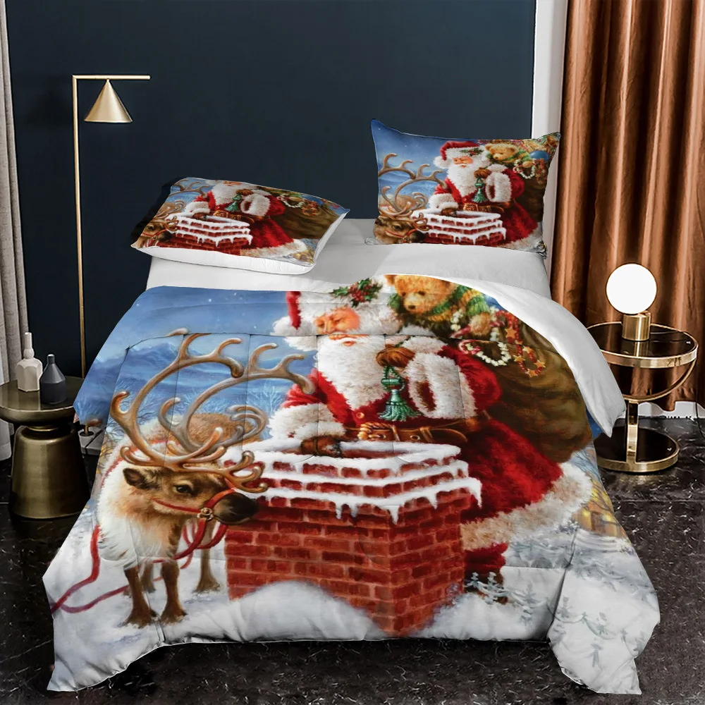 

3D Print Duvet Down Cotton Comforter Christmas Series Summer Quilt Queen Size Thick Quilting Blanket Winter Bedding Quilt Set