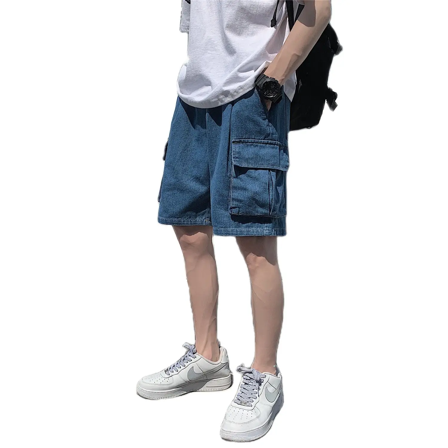 

Men's Casual Shorts Summer Big Pocket Tooling bull-puncher Knickers Male Straight Five Minutes Of Pants Trend Trousers Home