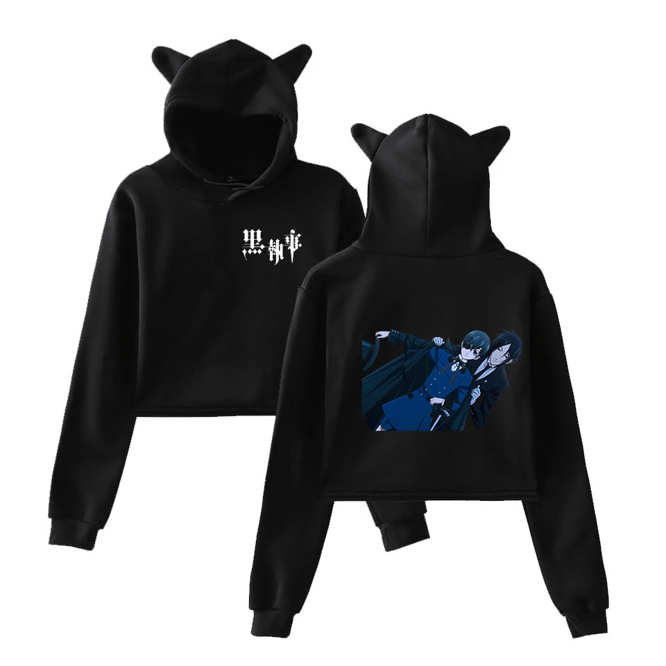 Черный Батлер Горячая Аниме кошачьи уши с капюшоном толстовка модная Милая