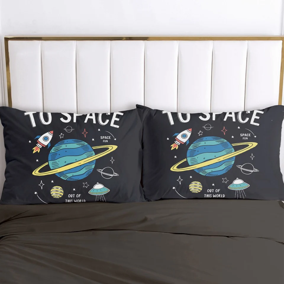 

2pc Pillow Case Pillowcase 50x70 50x75 50x80 50x90 80x80 70x70 Decorative Pillow Cover Cartoon Kids Bedding for Baby Boy Planet