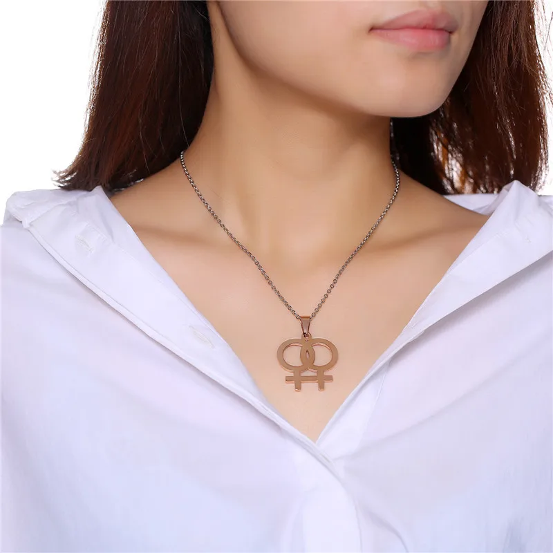 

ZORCVENS Venus Symbol Charm Female Lesbian LGBT Necklace Women Pendant LES Gold Silver Color Stainless Steel Wedding Jewelry