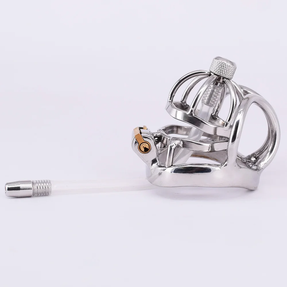 Нержавеющая сталь Мужской петух клетка металлический пенис изогнутые