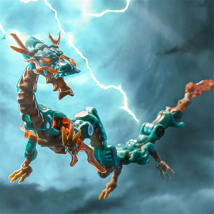 

BeastBox искусственная игрушка-трансформер в виде животных, модель кубика, китайская экшн-фигурка голубого дракона, Jugetes MegaBox, подарки