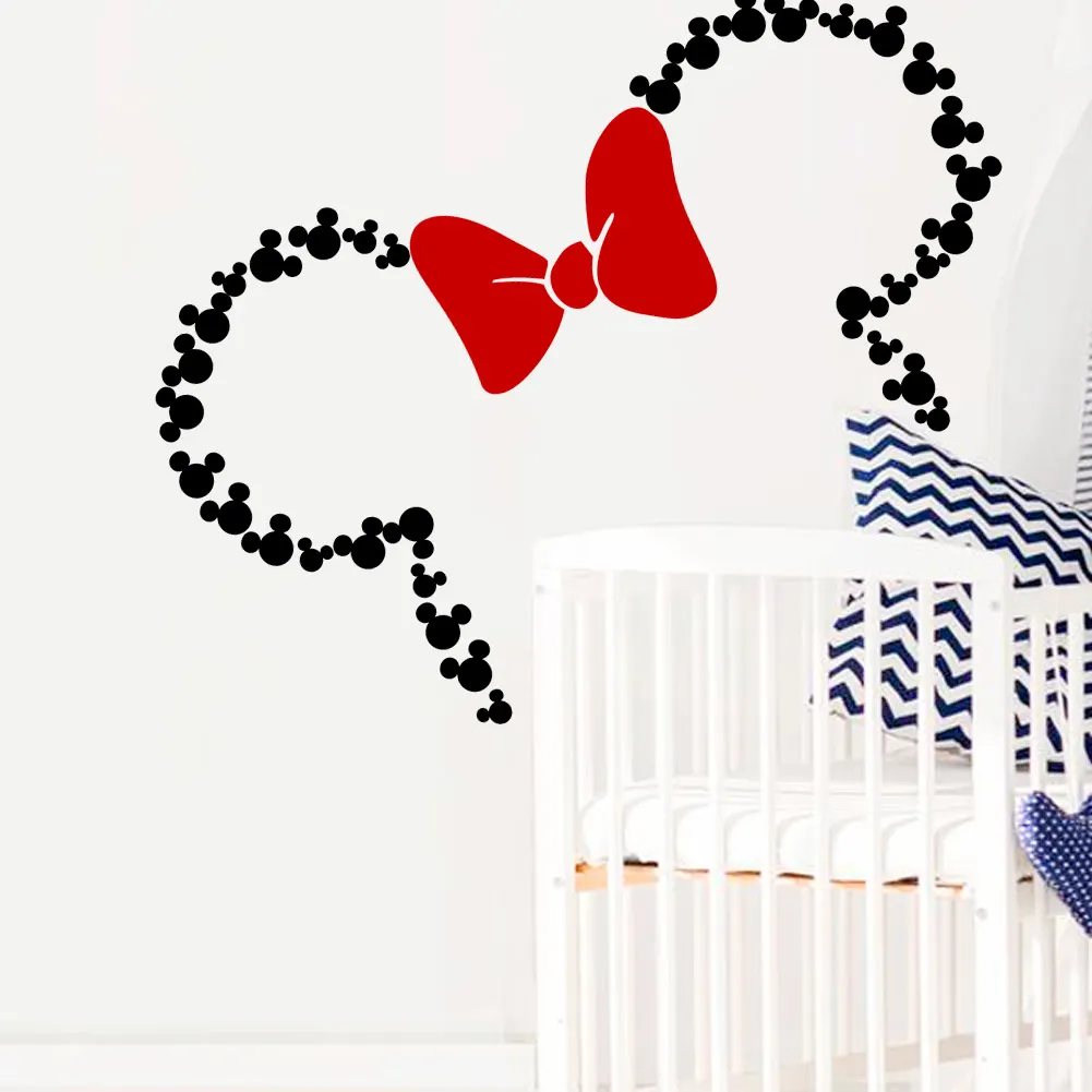 Дисней уши Минни Маус с бантом и пользовательским именем бабаи Микки наклейки на