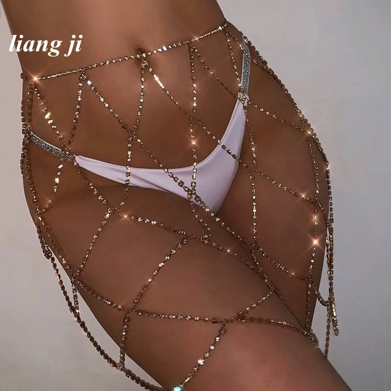 Цепочка для тела пикантное бикини сетка юбки цепочка бюстгальтера с кристаллами