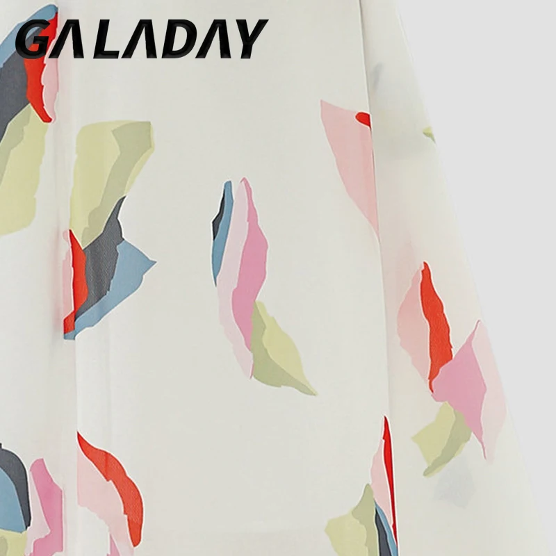 

Galaday Maxi Dress Casual Long Skirt Women 2021 Korean Fashion Floral Print Mid-Length Skirt High-Waisted Skirt Summer Dress