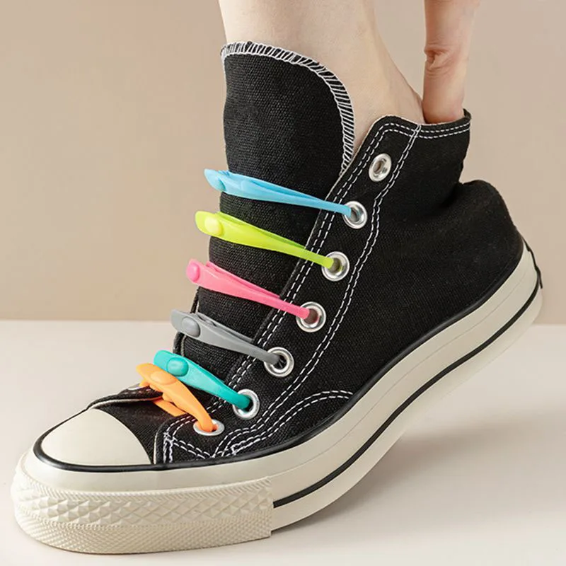 

14pcs/Pack Lazy Silicone Shoelaces Round Elastic Rubber Shoe Laces Special For Men and Women All Fit Sneakers No Tie Shoelace