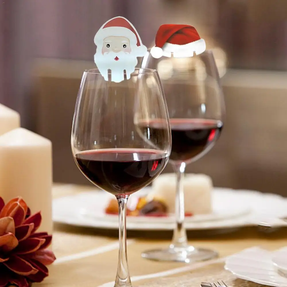 B-10pcs Рождественский стеклянный знак флаг для рождевечерние шляпа ужина