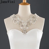janevini rhinestone crystal necklace shoulder chain vintage women pearls halter necklace imitation pageant party prom jewelry