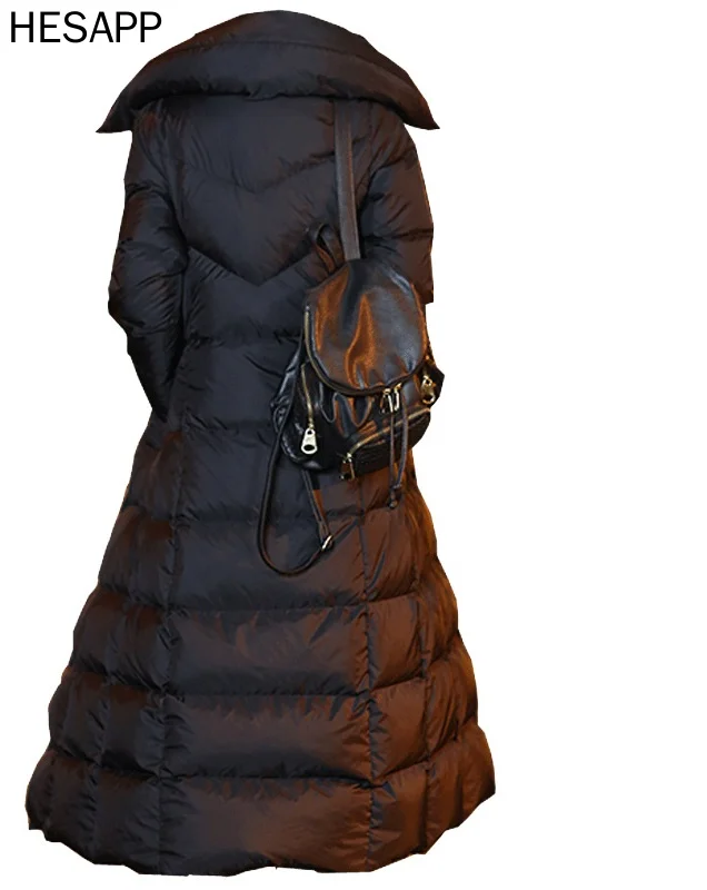 

Hesapp2021 white duck down coat for women thick super long slim winter coat for women hooded down coat for Korean women