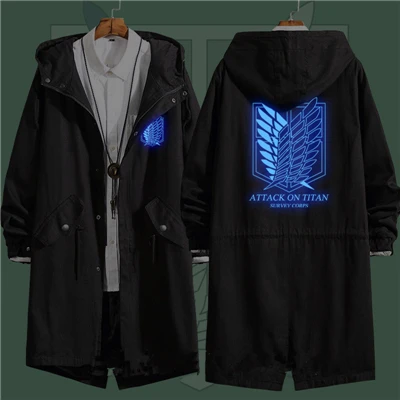 B Аниме Атака Титанов Eren Jaeger Косплей костюмы Levi · Ackerman Scout Regiment хлопок для женщин и мужчин тренчи с капюшоном комбинезоны пальто - Цвет: B