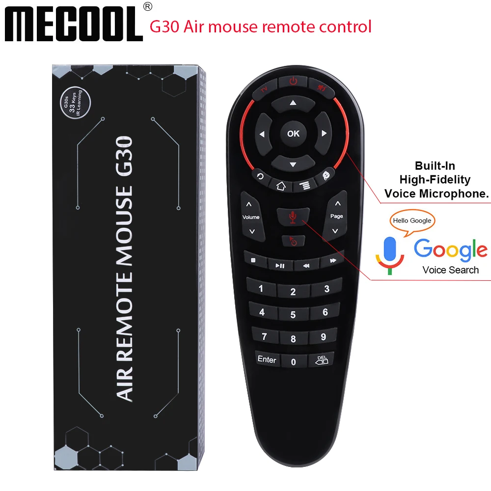 MECOOL G30 G30S Air Mouse Fly Voice 2 4 GHz беспроводной микрофон Google IR гироскоп пульт