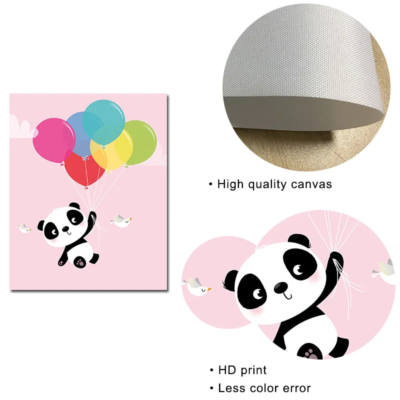 Панда для девочек детская Настенная картина животные холст плакат мультфильм