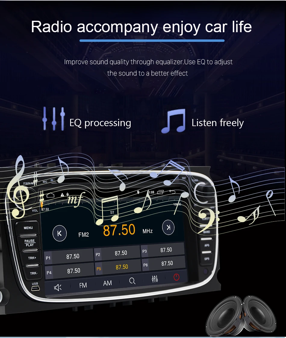Eunavi 2 Din " Android 9,0 автомобильный dvd-плеер радио онлайн карты gps навигация wifi для Ford focus II Galaxy Transit Tourneo Mondeo