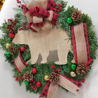 christmas wreath bow knot decoration door knocker handmade polar bear wreath weaving rattan wreath for xmas door wall home decor