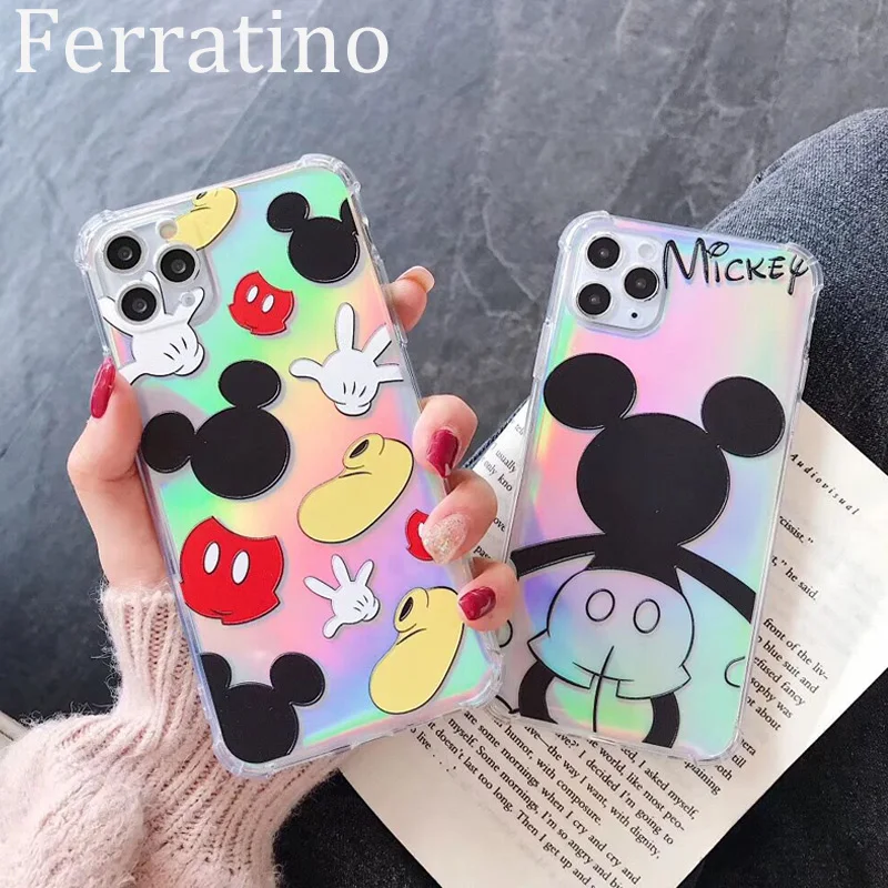 Роскошный милый чехол для телефона с Микки и сталью iPhone 11 Pro XS Max X XR 7 8 Plus мягкий