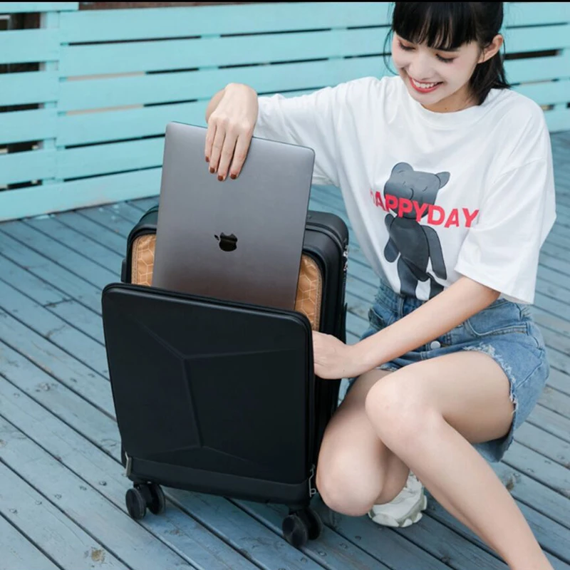 

Suitcases With Wheels Travel Scooter Rolling Hand Luggage Trolley ABS Material Black Women 20 Inches Cabin Suitcase 24 Inch Man