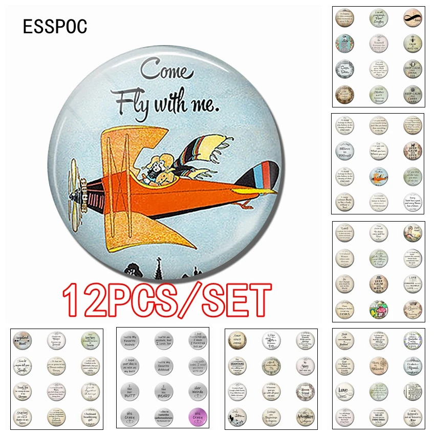 Набор магнитов на холодильник 12 шт. 25 мм вдохновляющие буквы магниты стеклянные