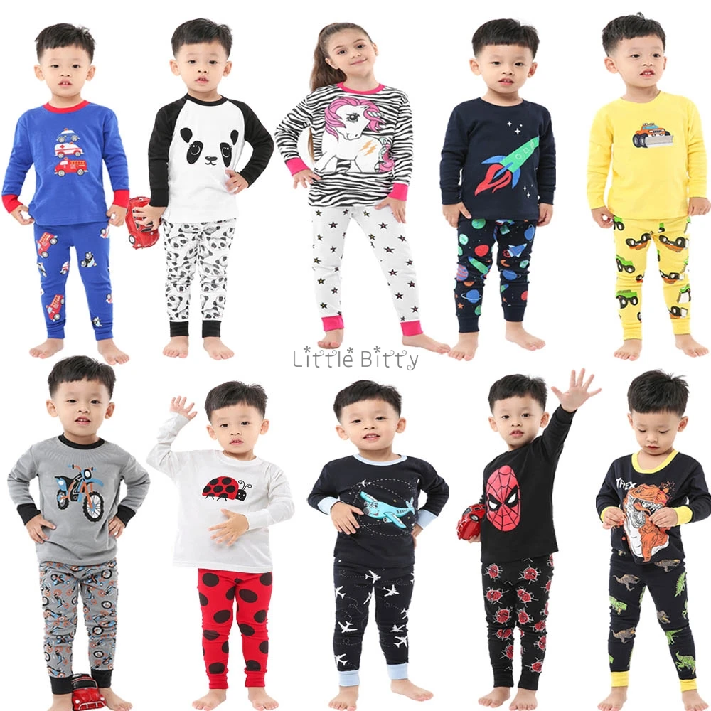 Детская Пижама с героями мультфильмов 100% хлопок длинным рукавом единорог для