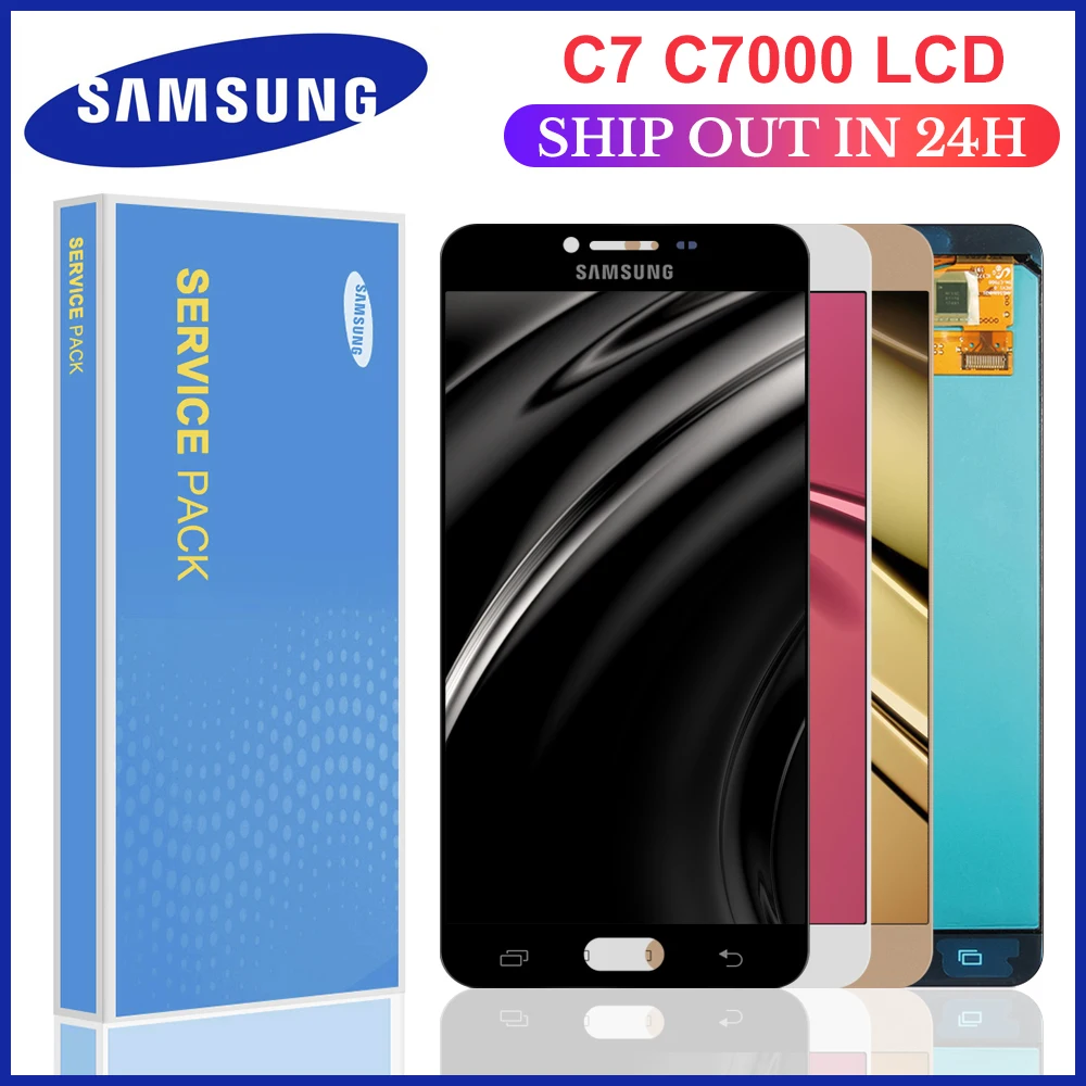 5 7 ''Супер AMOLED LCD для SAMSUNG Galaxy C7 дисплей C7000 сенсорный экран дигитайзер Замена