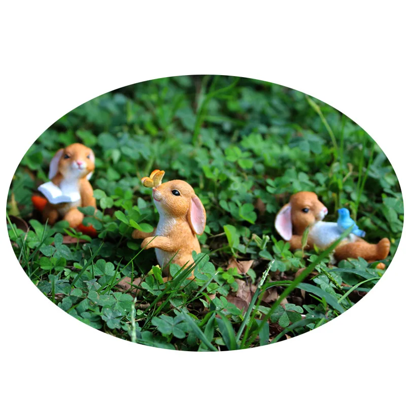 

Cute Bunny Set Plug-In Creative Animal Home Decor Garden Landscape Ornament Accessories Modern Gift AA